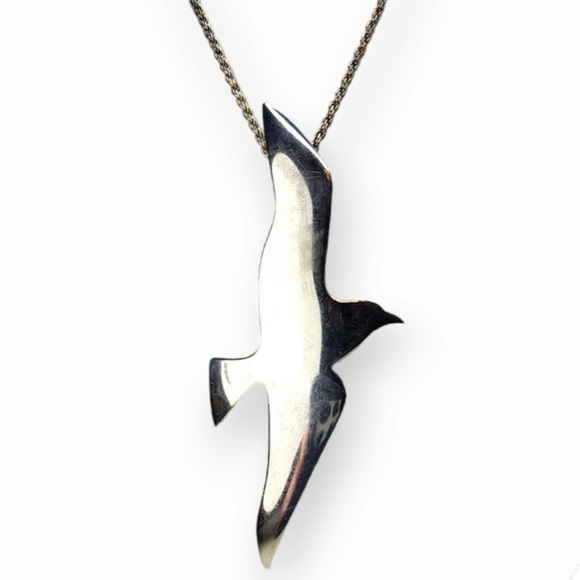 INTERNATIONAL STERLING Soaring Seagull Bird Brooch Pin, Pendant, silver 925 - Picture 9 of 9